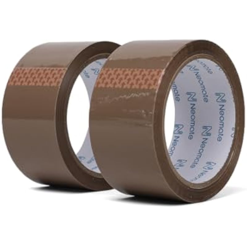 Neomate Low Noise Brown BOPP Packaging Tape | 48mm x 50m, Pack of 2 |Heavy-Duty Durable Tan Tape for Packaging, DIY