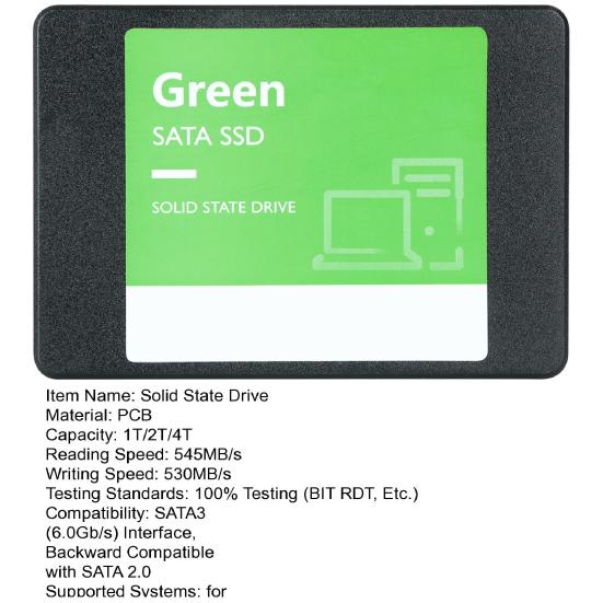 SATA III 6Gb/s 2.5-Inch SSD Shock-proof Speed Up to 545MB/s Read 530MB/s Write 1/2/4TB Internal Solid State Drive for PC Desktop Laptop