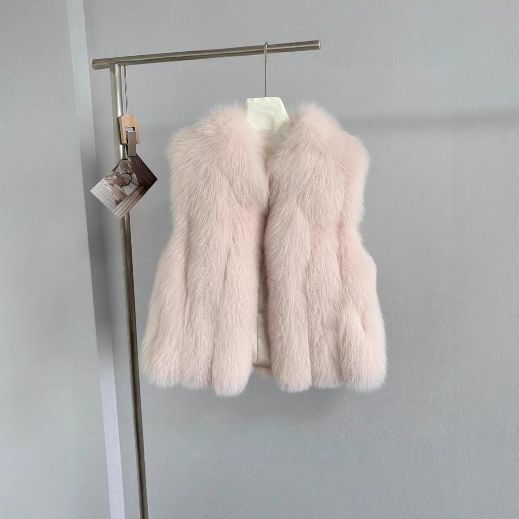 Fur year new fox fur vest women's medium and long young fur integrated vest fluff