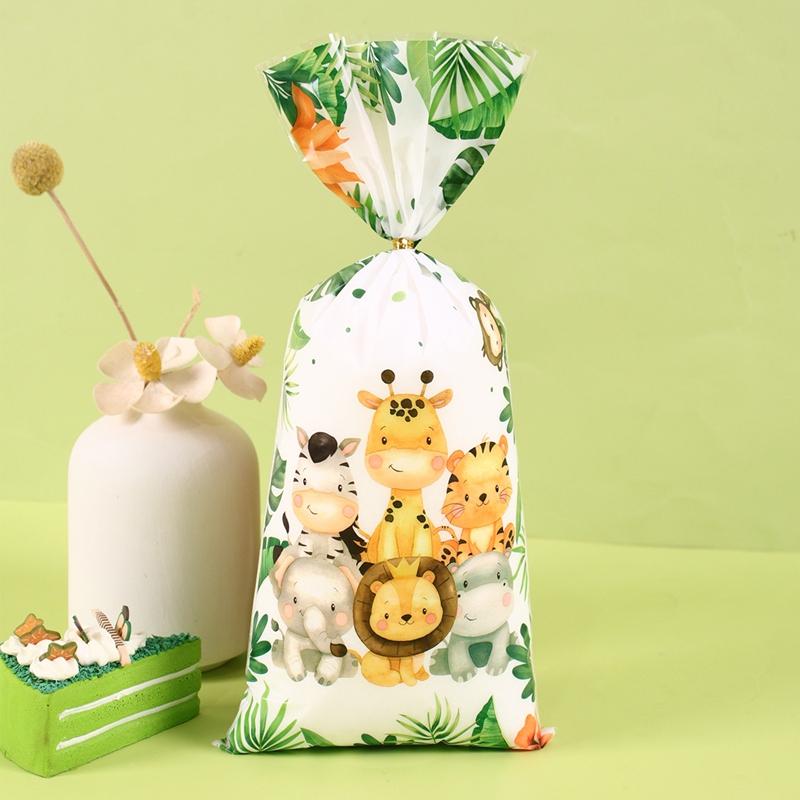 Jungle Animals Party Favor Bags Gift Wrapping Bag Safari Gift Bag for Kids Wild One Birthday Supplies Baby Shower Decor