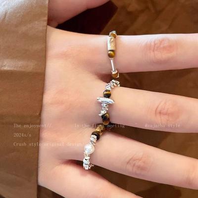 Retro Silber Tigerauge Ring: High-End Herbst/Winter Maillard Indexfinger Schmuck