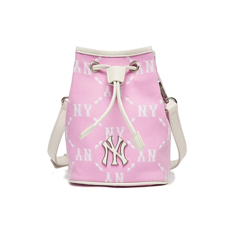 New MLB Monogram Collection Polyester Bucket Bags Shoulder Bag Crossbody Bag Mini Unisex Pink 3ABMS022N-50PKS