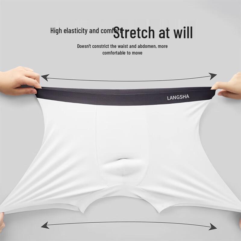 LANGSHA Men's Silk Blend Anti-Chafe Sports Boxer Briefs (3-Pack)