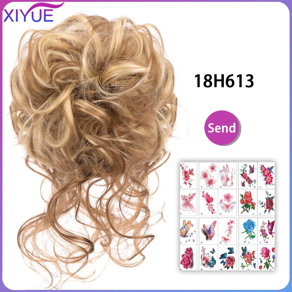 Kudrnaté donutové drdolové příčesky Syntetické ombre elastické updo drdoly Nadýchané rozcuchané rozcuchané drdoly do vlasů pro ženy sponky do vlasů hnědé