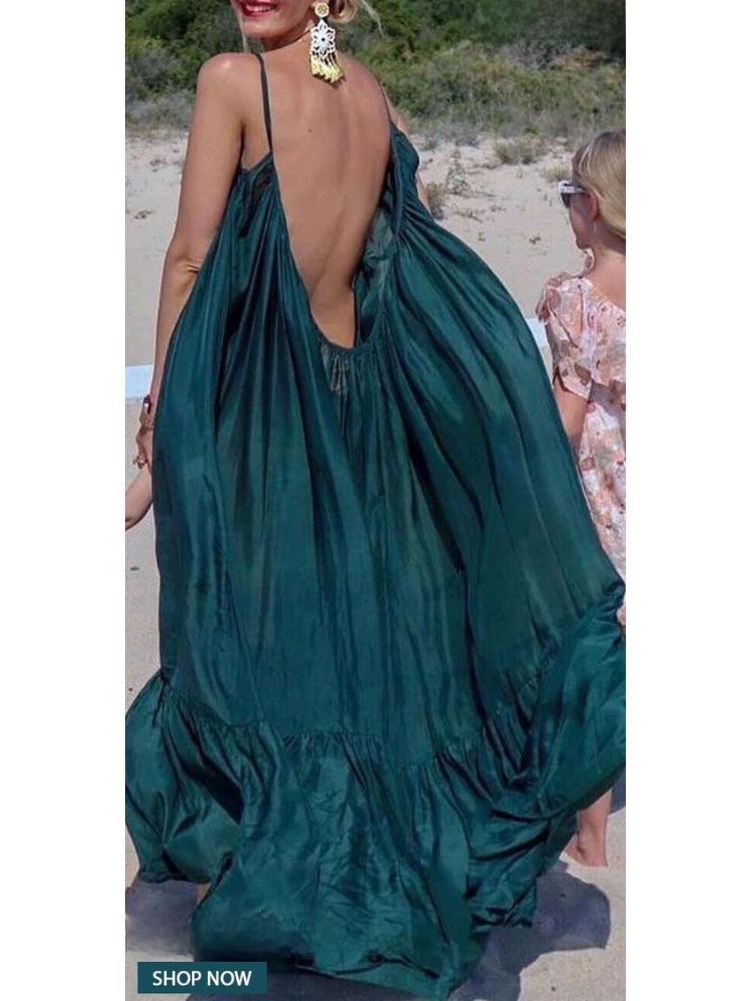 

Літня європейська та американська жіноча сексуальна пляжна сукня без рукавів для вагітних 2025 року на підтяжках - великі розміри 4XL чирковий