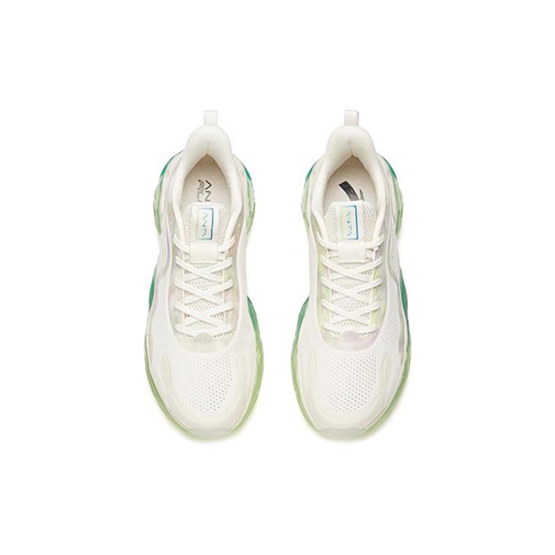 Anta Shock Absorbers With Slip Resistant And Abrasion Resistant Properties Low Top Running Shoes Men's White Green Sneakers 112035501-2