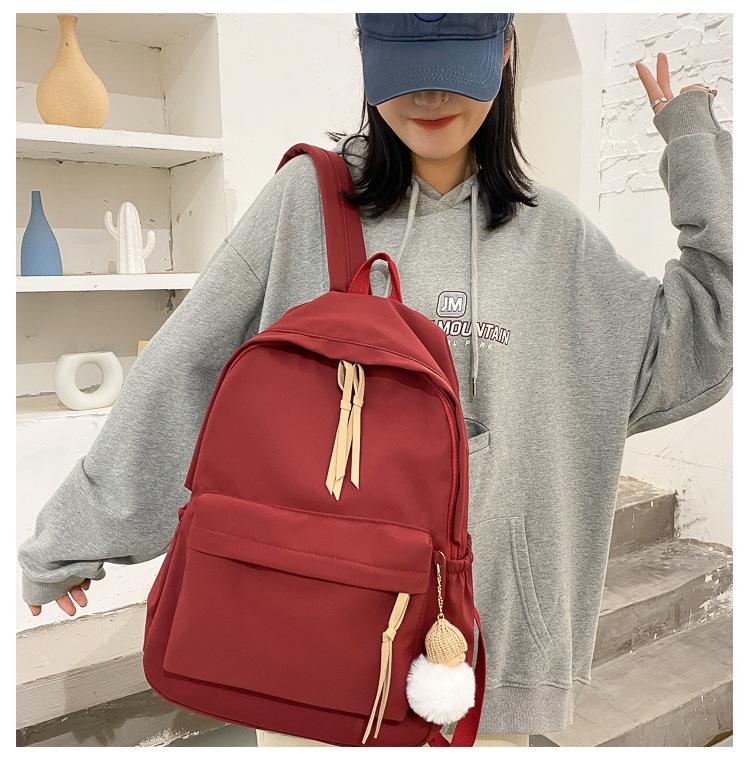 Schoolbag schoolbag female college student Japanese ins solid color Harajuku student backpack wholesale large capacity versatile backpack