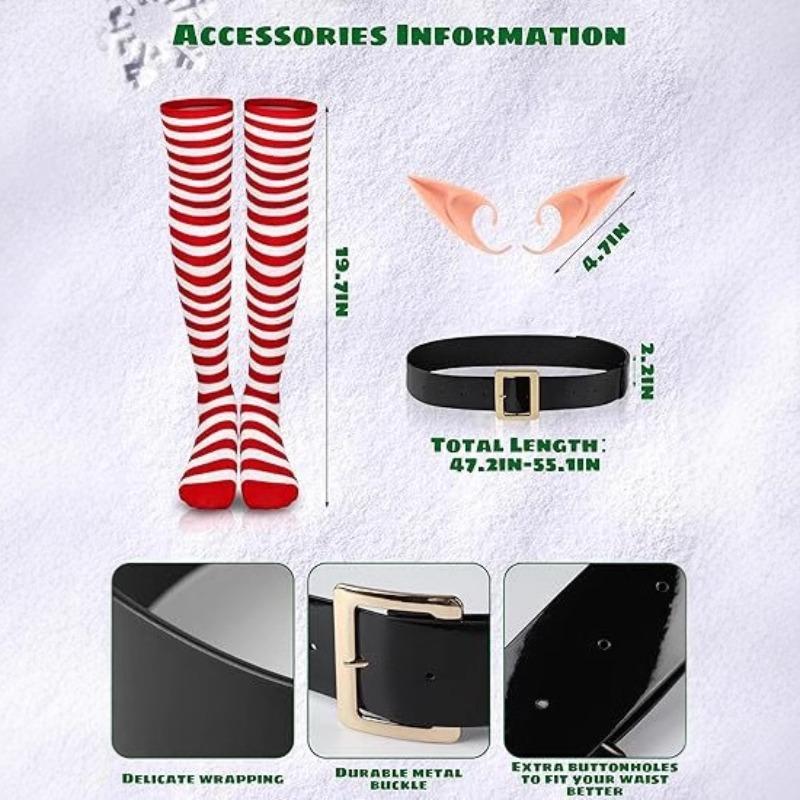 Adult Men's and Women's Christmas Elf Costume Dress Green Elf Costume Christmas Performance Costume