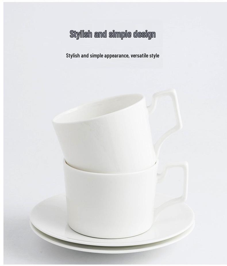 Nordic Style Bone China Coffee Set - Gold Trimmed Butterfly Design Cups (White).