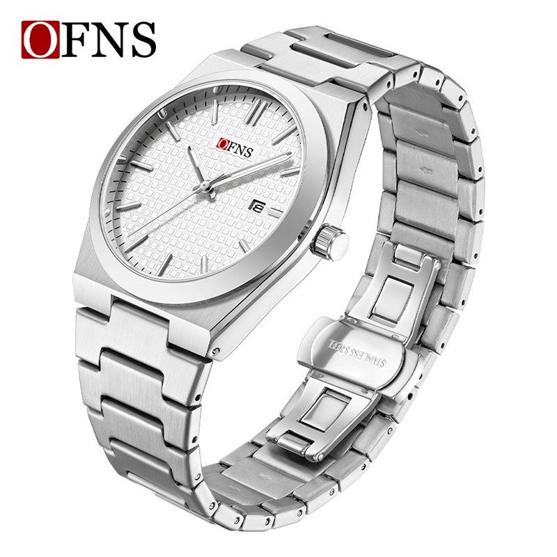 Oufanni Cross-border Quartz Watch: Casual Business, Waterproof, Luminous with Calendar, Steel Band, High Style.