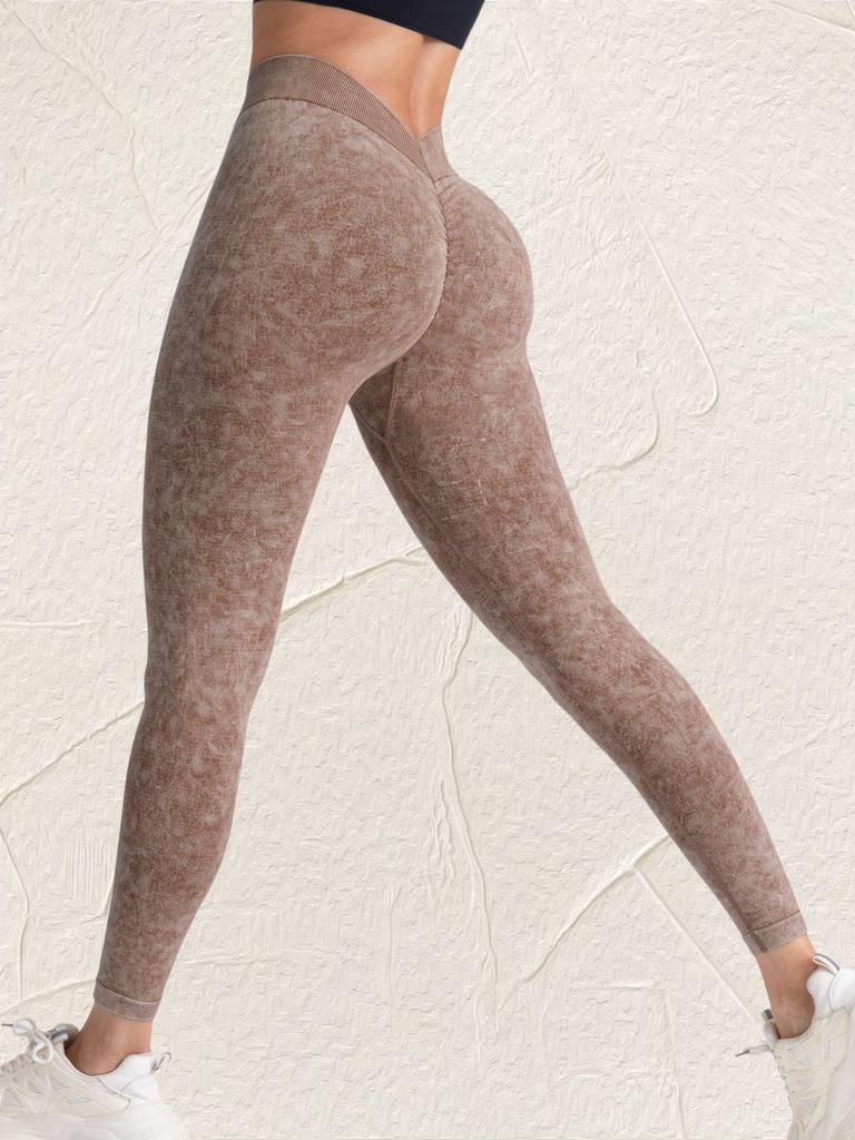 Seamless Sandwashed Women's Yoga Pants - Peach Hip Lift, High Elasticity, Outdoor Running & Sports Tights