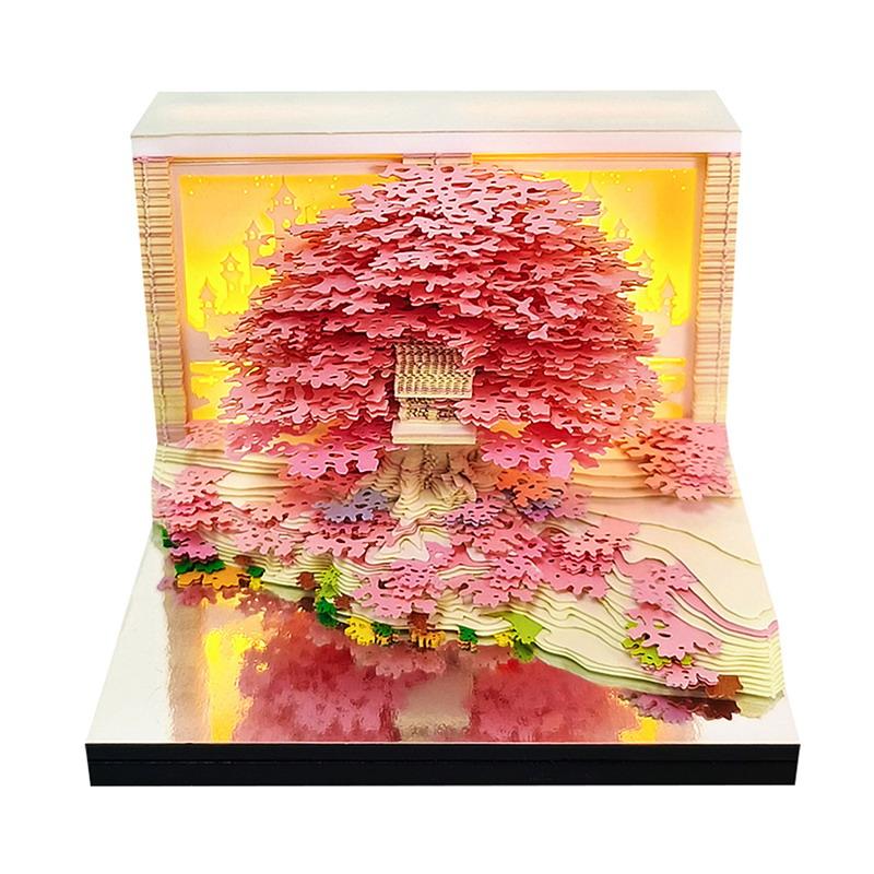 Time Piece Calendar 2027 Desk Calendar With Led Light 3D Tear-Away Calendar Paper Carving Art Memo Pad Notepad Desktop Decor
