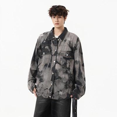American Retro Tie-Dye Denim Jacket - Trendy Loose-Fit Streetwear Top