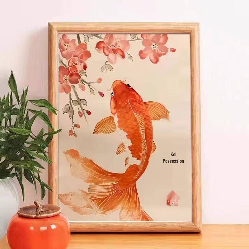 Auspicious Koi-Themed Desktop Photo Frame & Decorative Painting