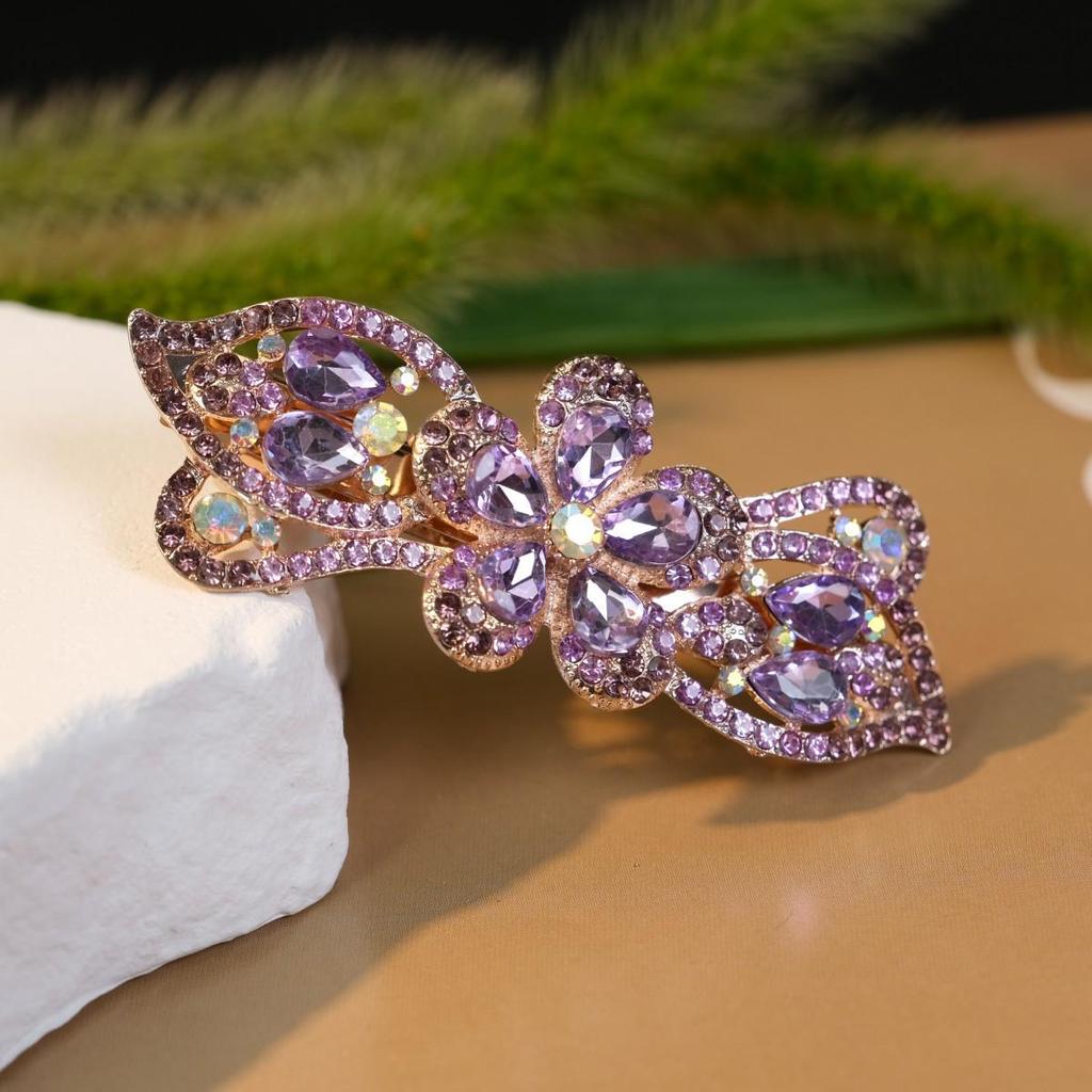Korean Style Rhinestone Crystal Hair Clip - Adult Large Spring Clip for Ponytails