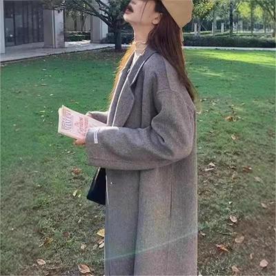 Korean Style Women's Ins Autumn and Winter Double-sided Wool Mid-length Handmade Wool Coat