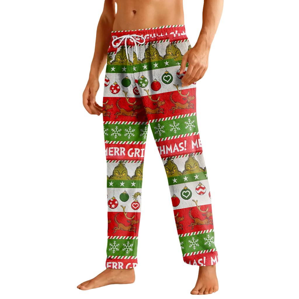 Pánské ležérní flanelové kalhoty se stahovací šňůrkou a kapsami