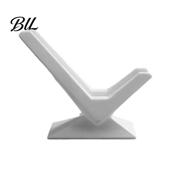Compact Business Card Tray 3D Printed Holder, Display Rack, Geometric Design Holder Inclined Stand for Office Desk Accessory белый