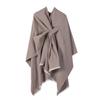 Womens Knitted Faux Cashmere Shawl Wrap With Contrast Stripe Trim Unisex Lightweight Warm Scarf Fall Winter