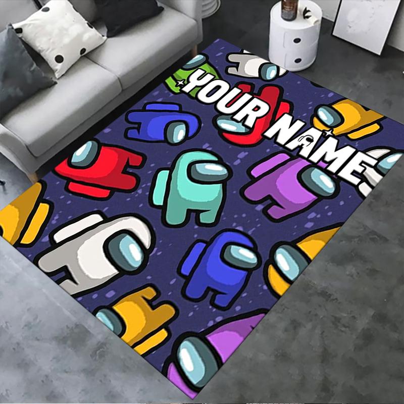 Custom Name Among us Carpet Rug for Living Room Bedroom Home Sofa Decoration,Kids play Non-slip Floor Mat