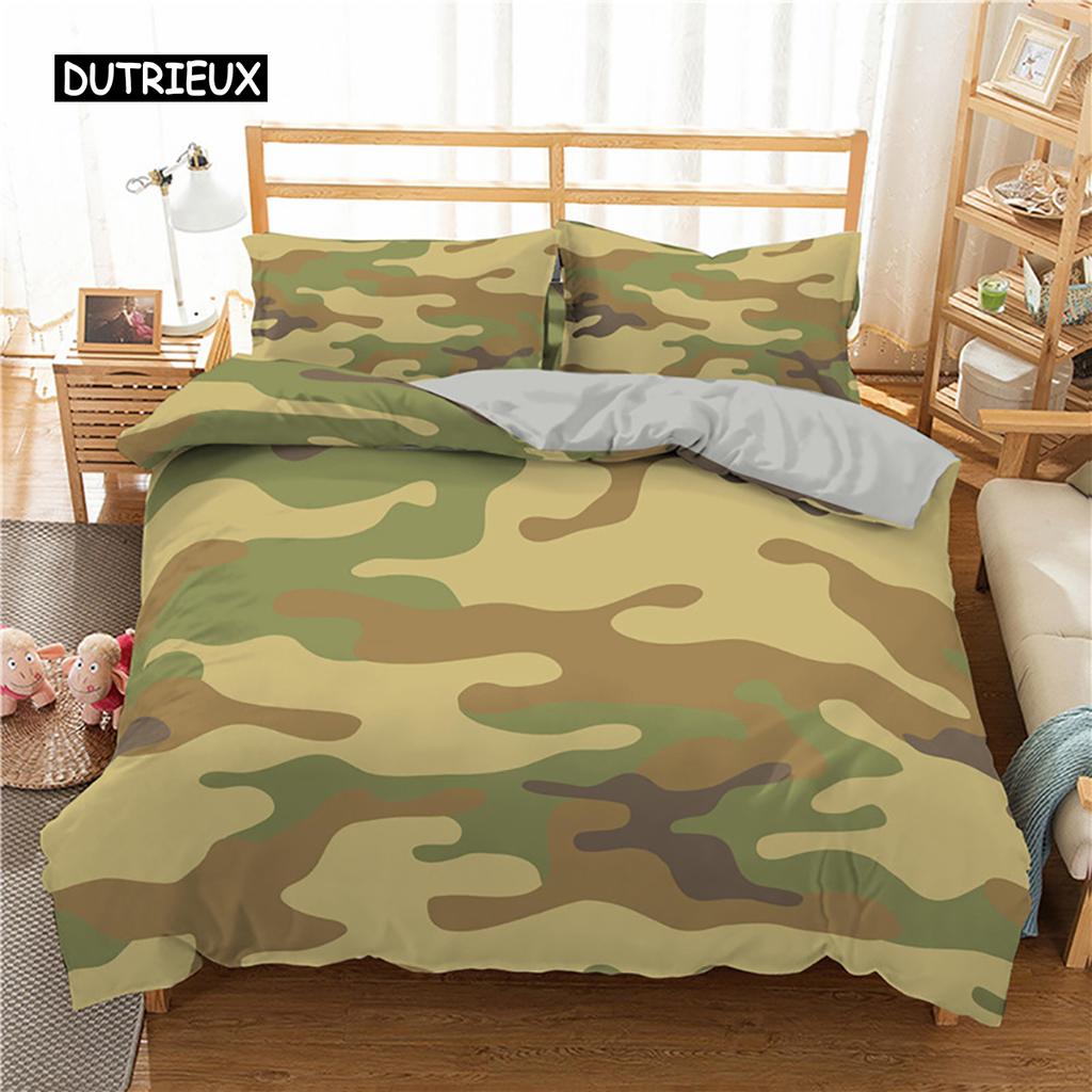 Kamuflasje Sengetøy Sett Gutt Tenåring Barn Abstrakt Dynetrekk med Putetrekk King Queen Twin Størrelse Polyester Dynetrekk 2/3 stk