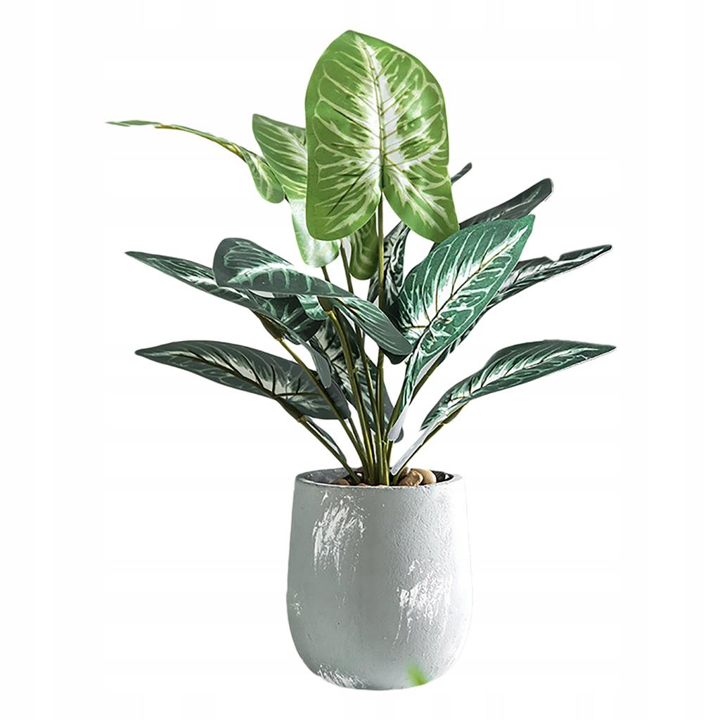 Artificial Plant Flower In A Pot For Home Office Realistic 40Cm Alocasia