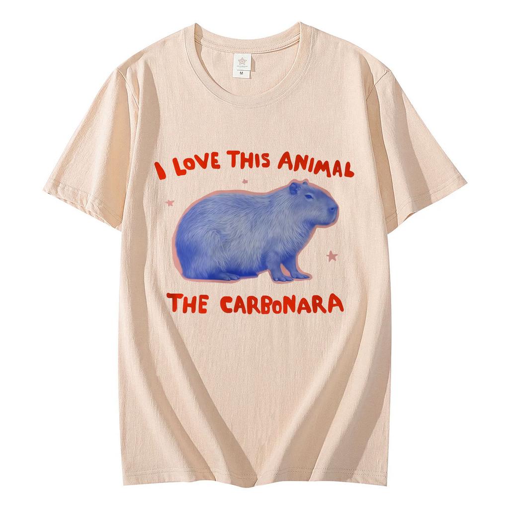 Ich liebe dieses Tier Das Carbonara Lustige Capybara Meme T-Shirt Mode Y2k Übergroße T-Shirts Unisex Sommer Lässig Baumwoll-T-Shirts