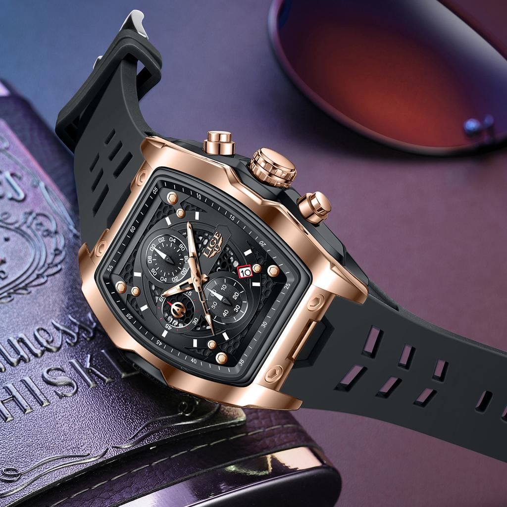 LIGE pánské hodinky luxusní vodotěsné křemenné náramkové hodinky svítící chronograf datum sportovní silikonové hodinky pánské hodinky Relogios+Box