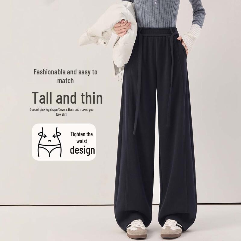 Women's Fleece-Lined Wide-Leg Casual Pants