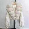 Big fox fur collar new high-end fur white duck down foreign gas down jacket high waist short coat