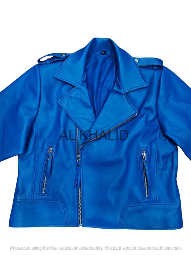 Damen Königsblaue Jacke Echtes Lammleder Handgefertigt Stilvoll Biker Motorrad