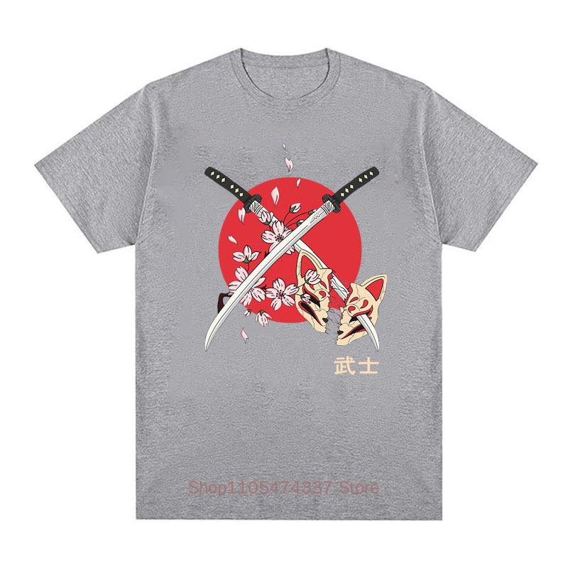 Samurai Schwert Gedrucktes Unisex T-Shirt Sommer Harajuku Lässige Mode Streetwear Vintage Oberteile Unisex Lockerer Rundhals Kurzarm T-Shirts