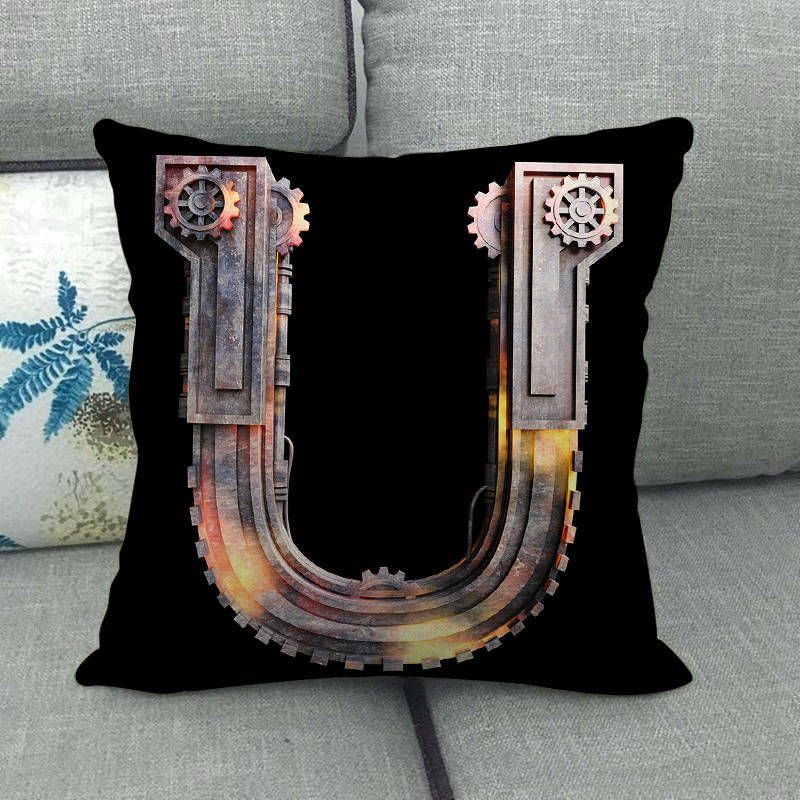 Science fiction style letters Digital printing short plush pillow covers for car sofa office cushion cover home goods