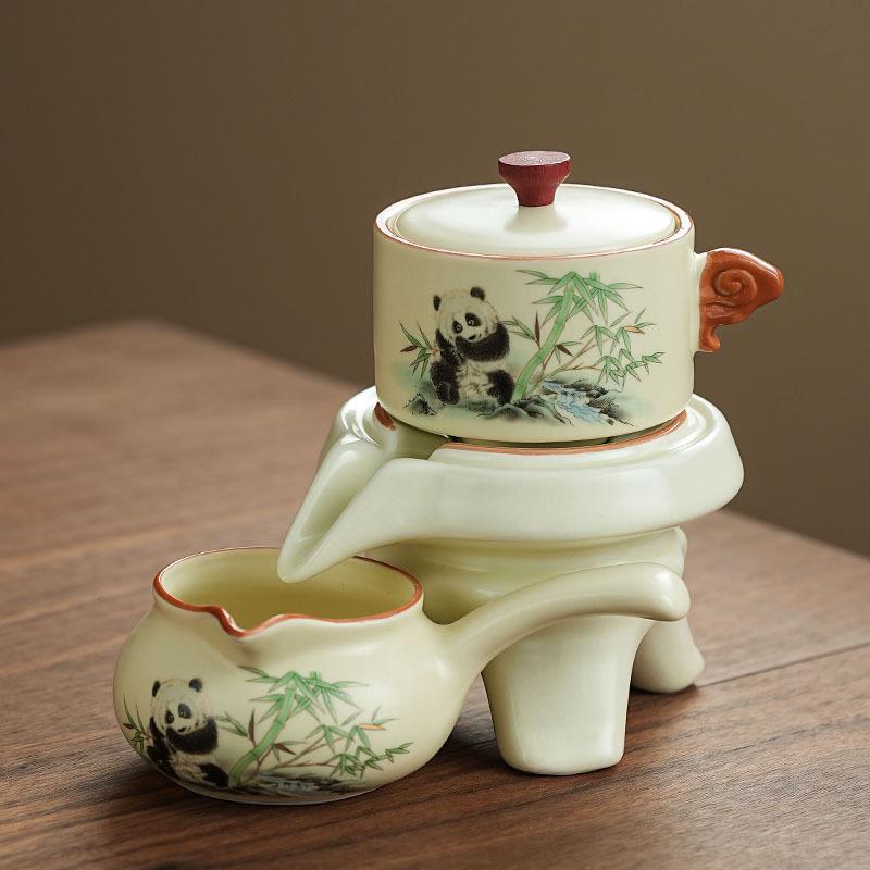 Panda Ru Kiln Kung Fu Tea Set: 2024 Gaiwan & Teapot, Ideal for Home or Gift