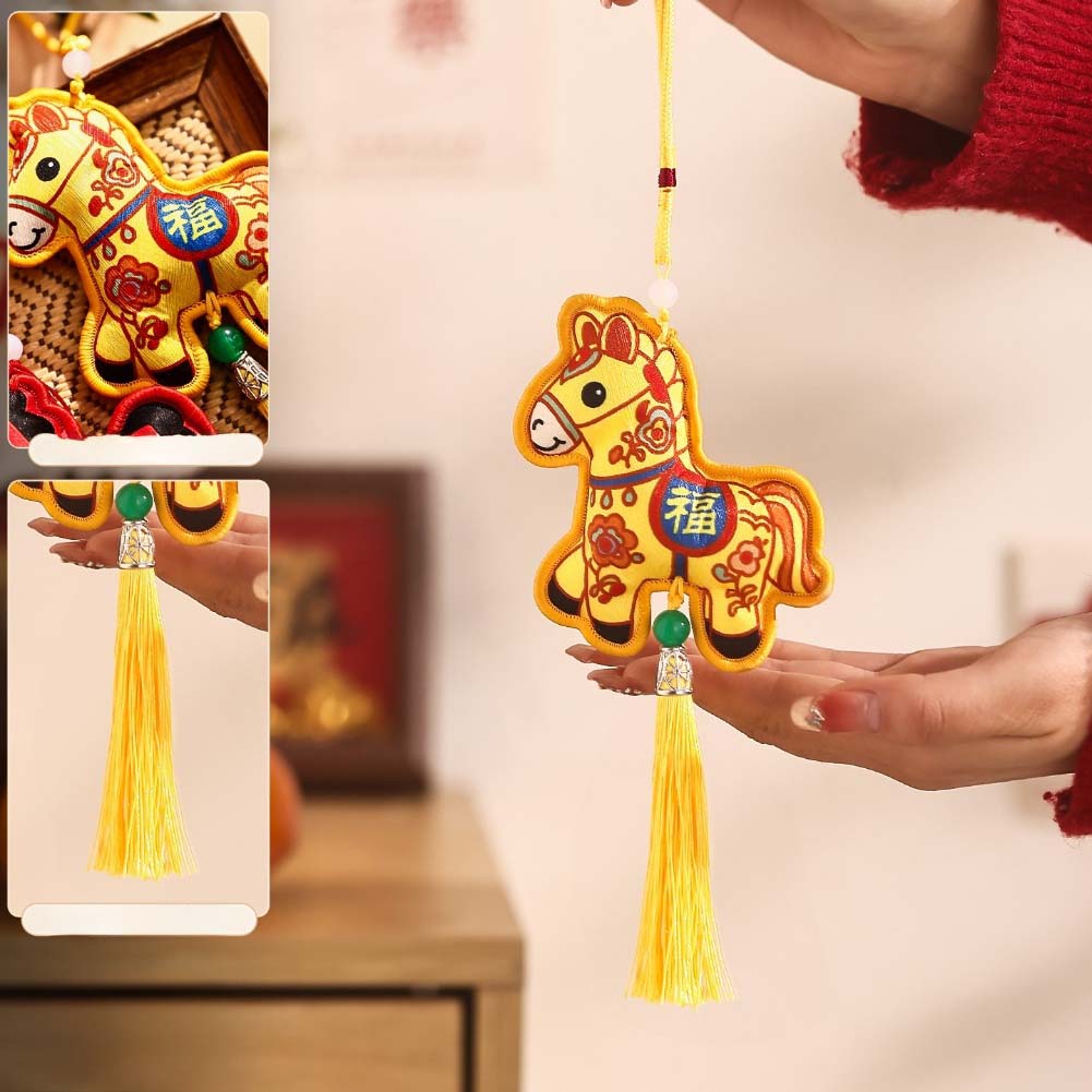 

Year of the Horse Celebration Pendant 2026 Lucky for Pony Fabric Hanging Decoration for Door Wall Window and Living Space