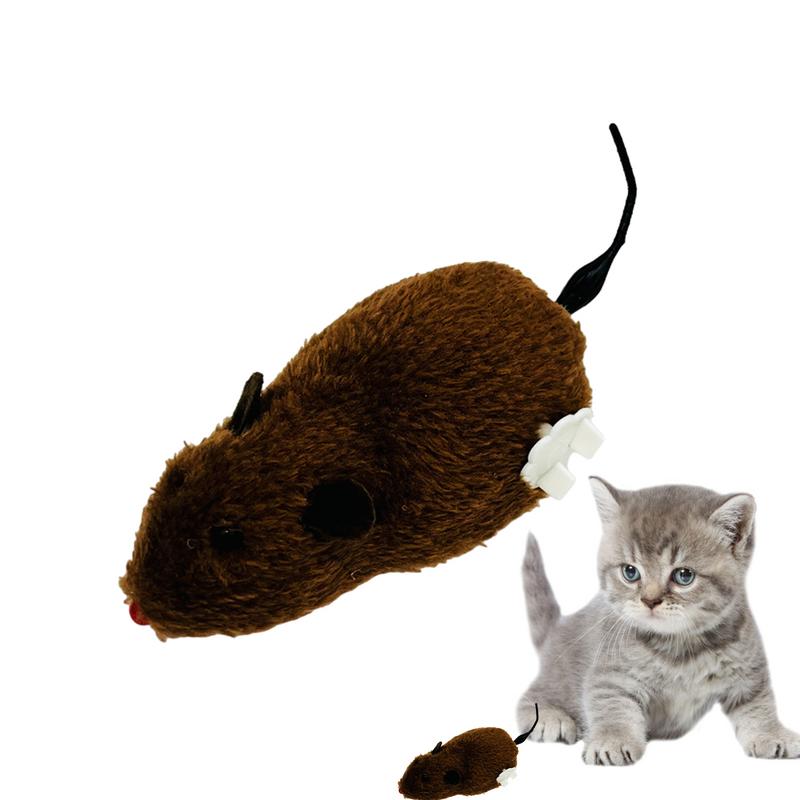 Cat Mice Toys Wind up Indoor Cat Plush Mouse Hunting Toy Plush Mice Pet Toys Clockwork Mouse Running Toy Realistic Mouse