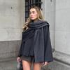 Asymmetrischer Kurzarm-Strickschal-Mantel - Damenmode Oberbekleidung für Herbst und Winter