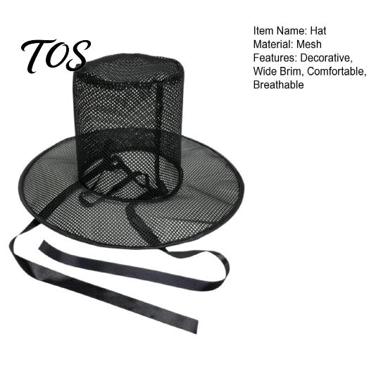 Crisp Fabric Hat Vintage Korean Gat Hat, Black Mesh Wide Brim Joseon Dynasty Three-dimensional Design Scholar with Neck Strap, Halloween Cosplay