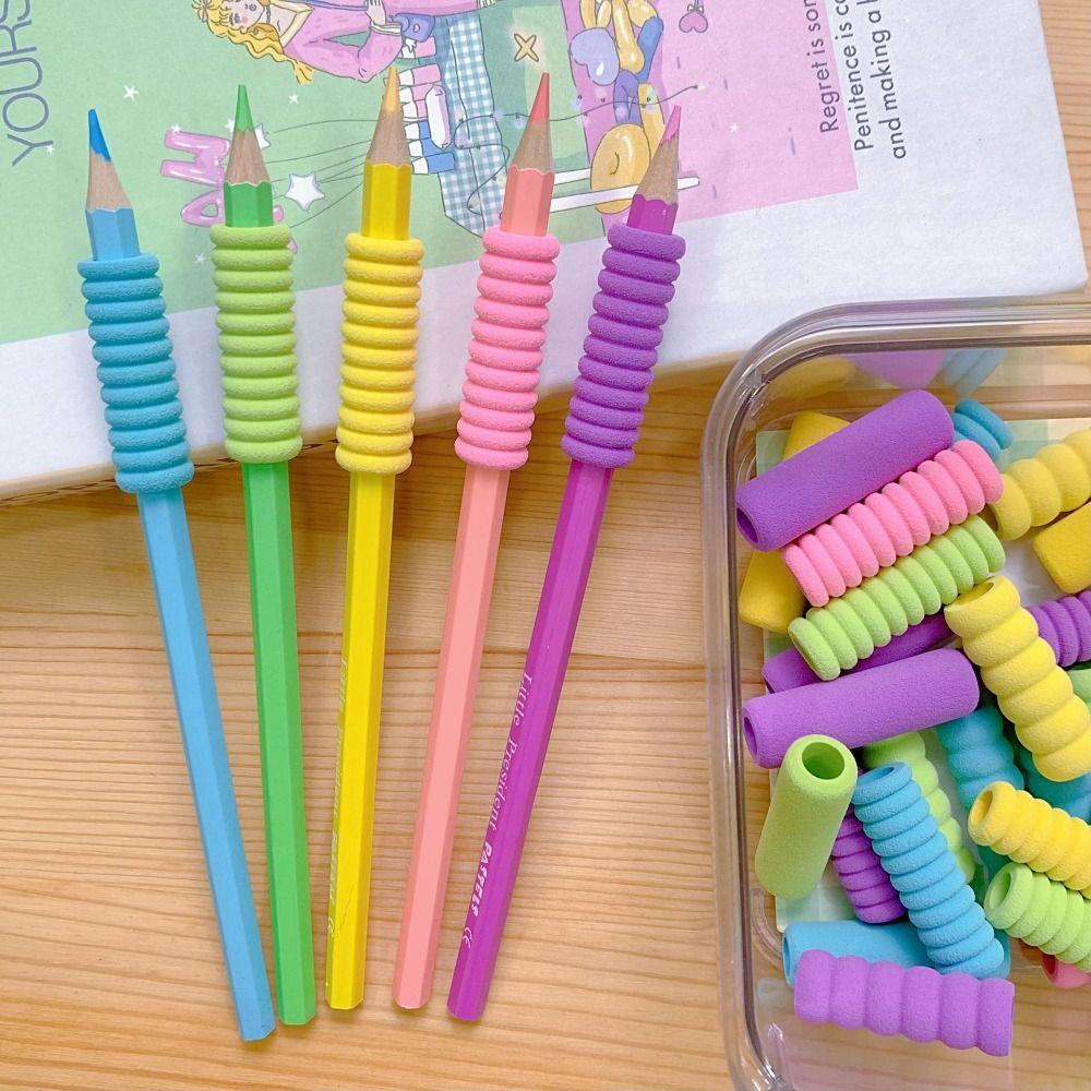 10pcs Comfortable Sponge Pen Gripper Ergonomic Soft Texture Writing Aid Grip Anti-slip Pen Grip Students