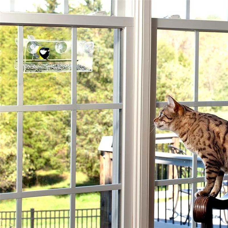 M-Modern-Window Bird Feeder, Wild Bird Feeder, Transparent Window Bird Feeder, Exquisite Bird Watching Gift