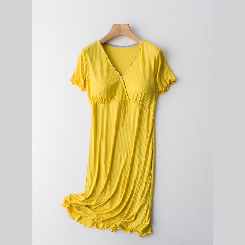 Letní kojící noční košile: Lehké šaty s krátkým rukávem střední délky pro ženy po porodu a těhotné