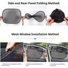 Car Side Window Mesh Sunshade 2Pcs Foldable Auto Sunscreen Curtain Heat Insulation Shade for SUV Sedan