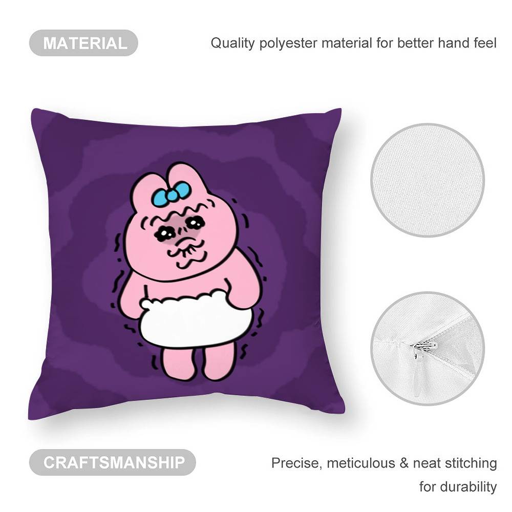 Kawaii O-Opanchu Usag Pillow Case Sofa Living Room Bedroom Double-Sided Printing Square Cushion Nap Time Pillow Case
