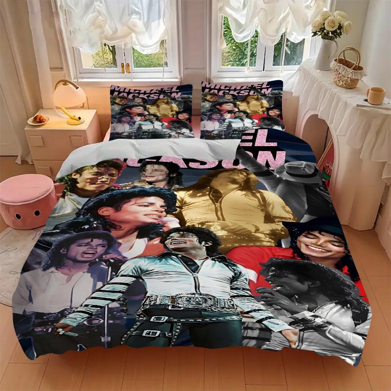 Michael Jackson Pop Print 3Pcs Bedding Setduvet Cover With 2 Bedropillowcase Home Birthday Gift