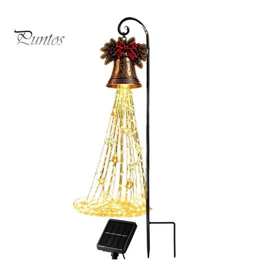 Easy Install Lawn Pathway Stakes Solar Powered Christmas Garden Light, Outdoor Metal Stake Festive Scene Decor Star Snowflake Waterfall String