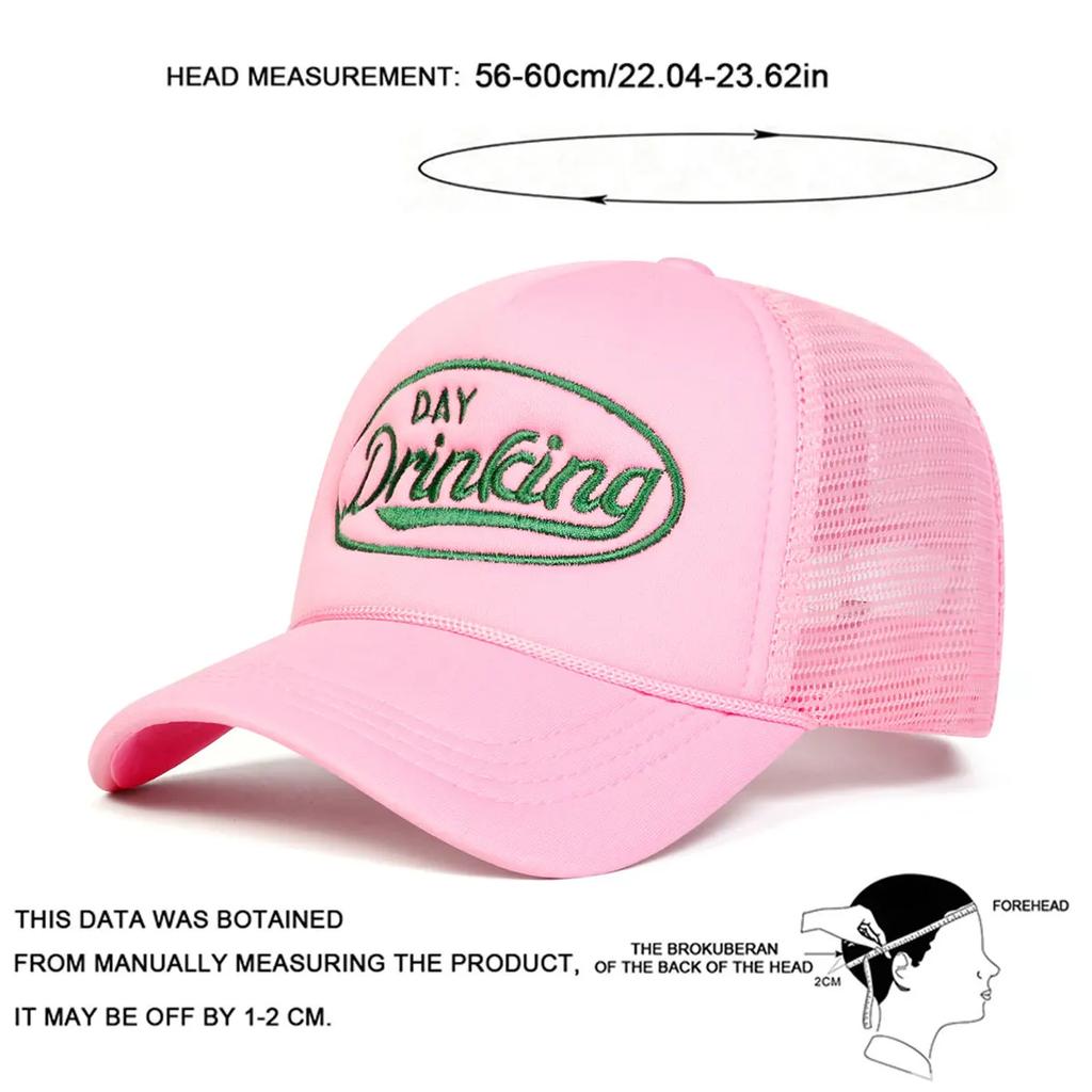 Women Day Drinking Letter Print Embroidery Baseball Net Caps Outdoor Use Adjustable Spring And Summer Casual Sunscreen Hat For Men And