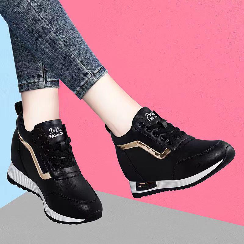 Women's Trendy 2024 Sporty Casual Height-Boosting Korean Style Leather Shoes