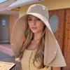Women'S Stylish Wide-Brim Sun Hat with Ponytail Hole - Breathable Polyester, Perfect for Beach & Outdoor Adventures, Available In 4 Colors