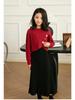 New Parent-Child Red Sweater: Women's Dress & Men's Top, Autumn/Winter Thick Knit Korean Style Family Outfit.