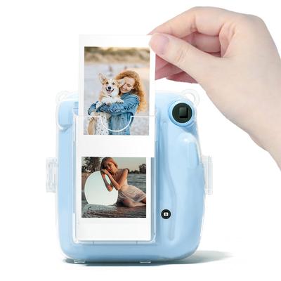 For Fujifilm Instax Mini 12/11 Transparent Camera Case Protective Carry Bag Cover with Shoulder Strap Storage Bag